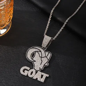 Men hip hop rhinestone goat pendant necklace stylish metal chain jewelry accessory