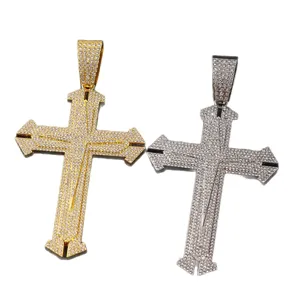 Iced Out Cross Pendant Hip Hop Rhinestone Necklace Jewelry Set Gold And Silver Unisex Fashion