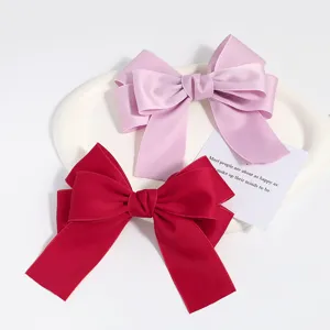 Set de pinzas para el cabello con lazo grande dulce, elegantes accesorios de satén para mujeres.