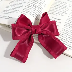 Pinza de pelo con lazo de raso rojo y borde de encaje accesorio de princesa elegante detalle