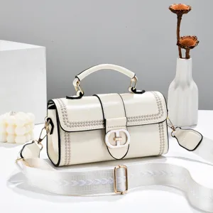 Vintage oliewas leren handtas voor dames, chic elegante brede riem crossbody schoudertas.