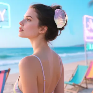 Molla per capelli conchiglia sfumata stile sirena accessorio capelli spiaggia estate