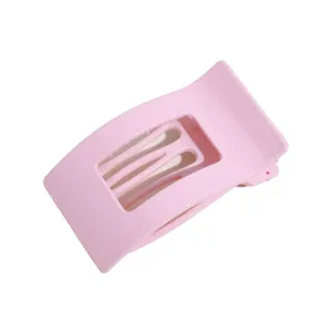 Rosa flache quadratische Haarklammer für Damen, elegante gebogene Entenschnabelspange Haaraccess.