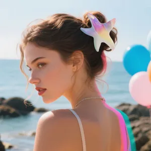 Molla per capelli stella marina sirena iridescente accessori capelli stile vacanza