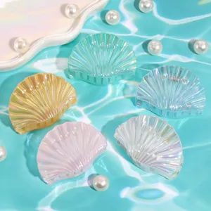 Set di mollette per capelli a conchiglia iridescente, elegante pinza per vacanze.