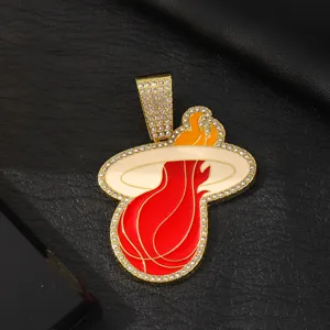 Miami Heat basketball iced out pendant stylish rhinestone hip hop jewelry fashion accessory
