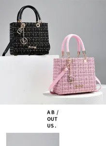 Details of tweed Lady Dior style handbag, elegant Chanel style tote with chain.