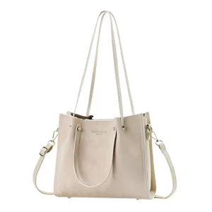 Borsa a tracolla tote donna beige classica grande capacità elegante borsa mano.