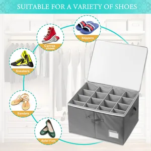 Grosse Kapazitaet Schrank Schuh-Organisator Aufbewahrungsbox mit Deckel und Faechern.