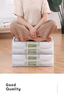 Vista detallada que muestra la gran capacidad de carga de la caja de almacenamiento de tela.