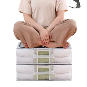 Caja de almacenamiento plegable transparente para ropa bajo la cama a prueba de polvo