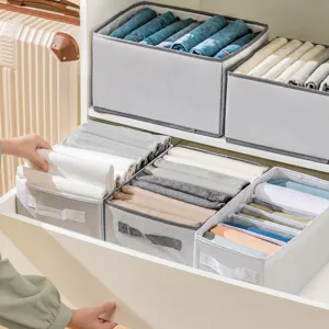 Foldable clothes storage box for wardrobe drawer organization and neat closet garment sorting.