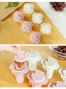 Cute flower silicone ice cream mold DIY homemade popsicle maker set for kids summer use