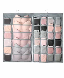 Organizador de ropa interior colgante de doble cara para sujetadores y calcetines, bolsa de malla.
