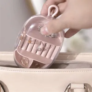 Tragbare Reise Schmuckkästchen Kunststoff Mini Ohrring Ring Aufbewahrung Organizer Display Etui Mit Transparentem Deckel