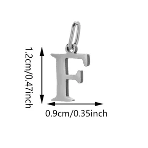 Stainless steel letter F pendant charm DIY jewelry accessory detail view size specs