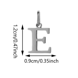 Stainless steel letter E pendant charm for DIY jewelry making, 1.2x0.9cm metallic accessory