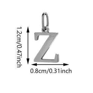 Stainless steel letter Z pendant accessory, compact size 1.2x0.8cm for DIY jewelry making.