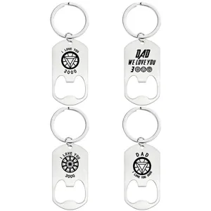 Roestvrijstalen metalen sleutelhanger en flesopener met speciaal superhelden reaktor ontwerp.
