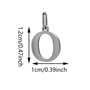 Stainless steel letter O pendant DIY jewelry accessory detail view showing clear dimensions.