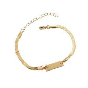 Gouden Roestvrij Staal Mooie Slang Ketting ID Armband Verstelbaar Koppeltje Sieraden