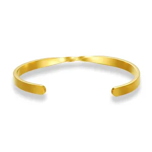 Bracelet Jonc Ouvert en Forme de C en Acier Inoxydable Torsadé Tendance pour Femme Bracelet Manchette Möbius Or Acier Bijoux