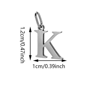 Stainless Steel Letter K Pendant Charm DIY Jewelry Making Accessory Size Detail