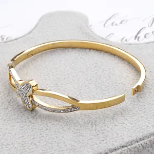 Stainless steel 3d butterfly full rhinestone bracelet detail view fashion jewelry