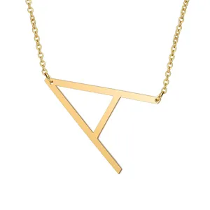 Gold stainless steel initial letter A pendant necklace minimalist fashion jewelry accessory for women.