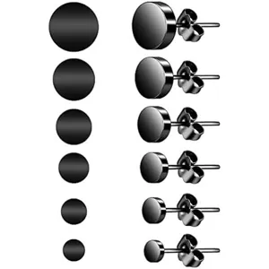 Minimalist Stainless Steel Round Stud Earrings For Women Simple Geometric Circular Black Gold Silver Earrings Jewelry Gift