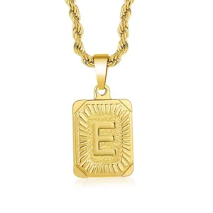 Gold initial letter E pendant necklace stainless steel rope chain hip hop fashion jewelry for you