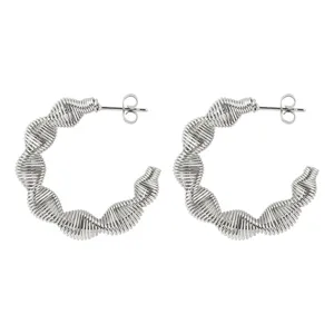Stainless Steel Spiral Hoop Earrings Minimalist Trendy Chunky Spring Design Women Jewelry