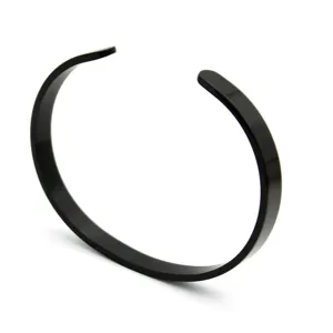 Bracelet manchette ouvert en acier inoxydable noir, jonc metal minimaliste femme bijoux DIY