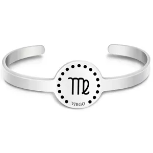 Stainless steel Virgo zodiac open cuff bracelet for women silver adjustable jewelry