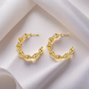 European American Style Stainless Steel Titanium Spring Twist Hoop Earrings Geometric Spiral Design Earrings For Women Niche Fashion Jewelry