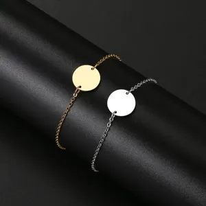 Stainless Steel Irregular Round Tag Bracelet Heart Pendant Fine Electroplated Chain Bracelet For Women Fashion Jewelry