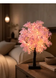 LED kersenbloesem boom lamp, retro slaapkamer sfeerlicht, decoratieve tak nachtlampje thuis.