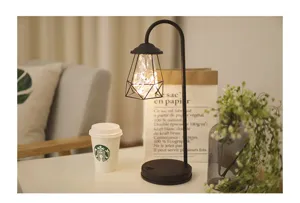Vintage USB LED tafellamp met ijzerdraad lampenkap en warme koperen lichtjes slaapkamer.