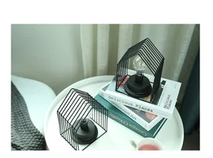 Minimalistische ijzeren draad huis tafellamp, creatief nachtlampje met warme LED lamp.