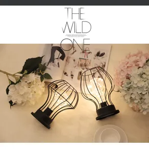 Vintage LED ijzeren draad tafellamp creatieve decoratieve verlichting met warme lichtsnoeren