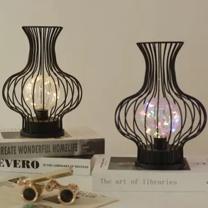 Nordische IJzeren Vaas LED Tafellamp Moderne Holle Geometrische Nachtlampje Voor Slaapkamer Woonkamer Decor Creatieve Minimalistische Bureaulamp