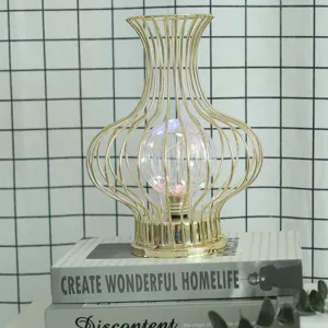 Gouden yzeren kunst vaas decoratieve LED nachtlamp minimalistische creatieve tafellamp