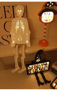 Halloween houten hangende LED licht feestdecoratie feestelijke gloeiende ornament rekwisiet