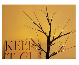 LED Weidenbaum Zweig Licht Detailansicht, warmweisse Lichterkette fur Schlafzimmer Dekor.