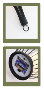 Europäisch minimalistisch Eisen hohle Laterne LED Licht Detail Oberseite und Batteriefach