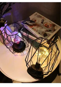 LED geometrico rete luce notturna vintage ferro arte decorativa lampada da tavolo illuminazione
