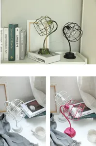 Creatieve metalen draadkooi bureaulamp USB aangedreven nachtkastje leeslamp decor