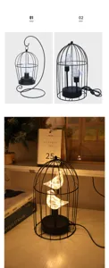 IJzeren kunst vogelkooi LED nachtlampje creatieve romantische sfeer bureaulamp thuis