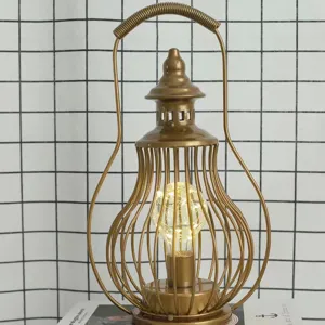LED iron art pagoda table lamp retro decorative vintage night light for home bar decor