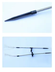 Solar firework garden light replacement stake pole parts detail view white background display.